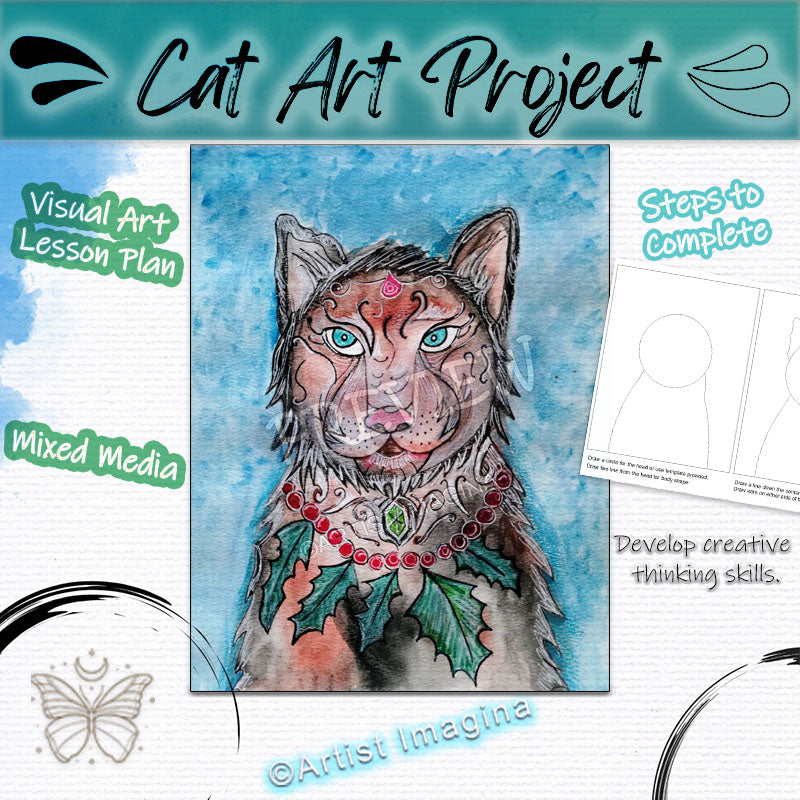 Cat Art Project - Visual Art Lesson - Cat Drawing